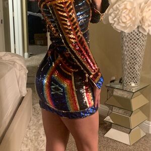 Balmain Vibrant Sequin Mini Dress